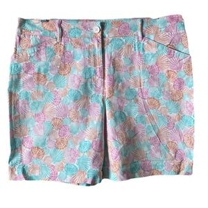 Talbots Cottagecore Cotton Stretch Seashell Print Chino Shorts Women’s Size 12